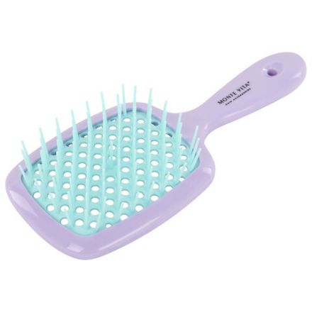 Расческа для волос массажная 20х8,5 см, массажер и щетка для чистки В ПОДАРОК, фиолетовая/мятная, MONTE VITA (МОНТЕ ВИТА), 457431