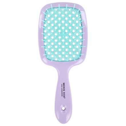 Расческа для волос массажная 20х8,5 см, массажер и щетка для чистки В ПОДАРОК, фиолетовая/мятная, MONTE VITA (МОНТЕ ВИТА), 457431