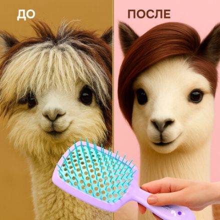 Расческа для волос массажная 20х8,5 см, массажер и щетка для чистки В ПОДАРОК, фиолетовая/мятная, MONTE VITA (МОНТЕ ВИТА), 457431