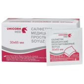 Спиртовые салфетки антисептические 30x65 мм, КОМПЛЕКТ 100 шт., SOYUZ, короб, СП11-11
