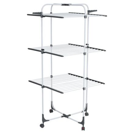 Сушилка напольная для белья раскладная, 3 уровня, 30 метров, на колесах, LAIMA HOME HIGH-RISE, 700472
