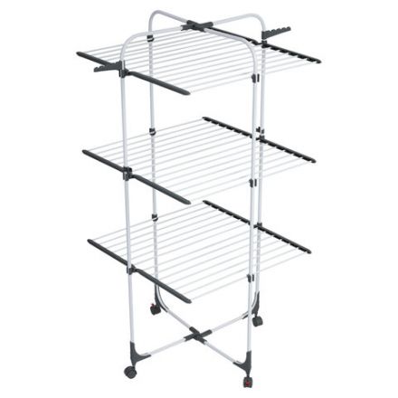 Сушилка напольная для белья раскладная, 3 уровня, 30 метров, на колесах, LAIMA HOME HIGH-RISE, 700472