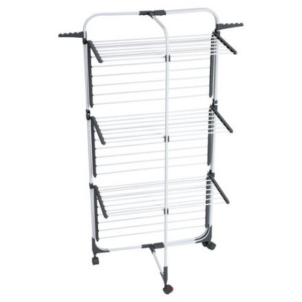 Сушилка напольная для белья раскладная, 3 уровня, 30 метров, на колесах, LAIMA HOME HIGH-RISE, 700472