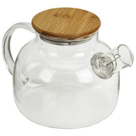 Чайник заварочный 900 мл "Бочонок", жаропрочное стекло, спиральное сито, DASWERK (ДАСВЕРК), 608644