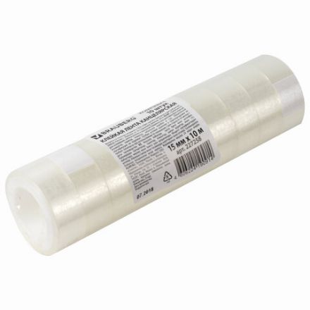 Клейкие ленты 15 мм х 10 м канцелярские BRAUBERG, комплект 10 шт., прозрачные, гарантированная длина, 227258 Клейкие ленты 15 мм х 10 м канцелярские BRAUBERG, комплект 10 шт., прозрачные, гарантированная длина, 227258