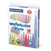 Фломастеры пастельные 12 цветов, вентилируемый колпачок BRAUBERG "PREMIUM", картонная коробка, 152197