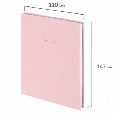 Блокнот МАЛЫЙ ФОРМАТ 110х147 мм, А6, 80 л., твердый, клетка, BRAUBERG "Minimal", розовый, 116449