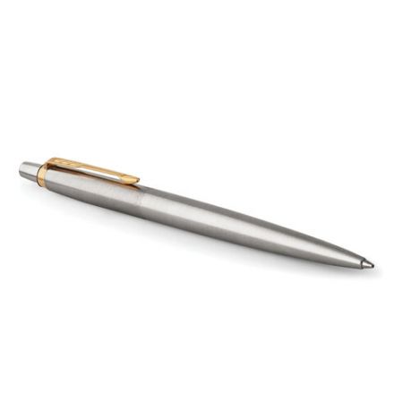 Ручка шариковая PARKER "Jotter Core Stainless Steel GT", корпус серебро, позолота, синяя, 1953182