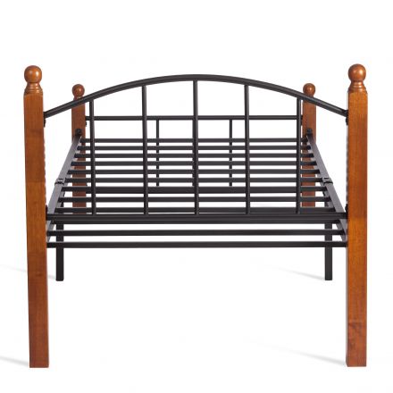 Кровать AT-915, дерево гевея/металл, 90*200 см (Single bed), красный дуб/черный