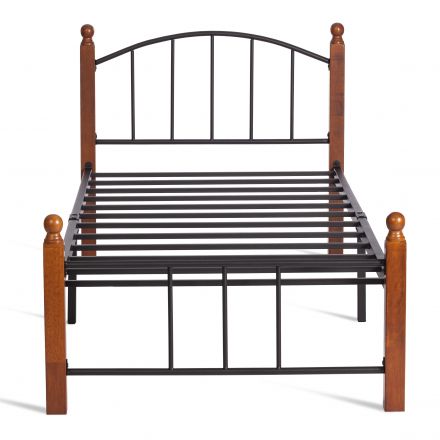 Кровать AT-915, дерево гевея/металл, 90*200 см (Single bed), красный дуб/черный