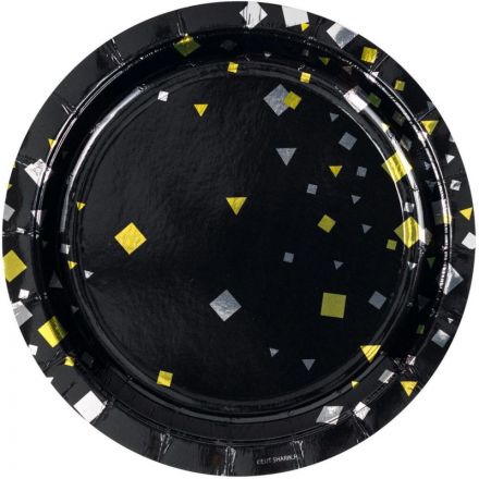 Набор тарелок Конфетти Party черная 17см 6шт/уп,1502-5497