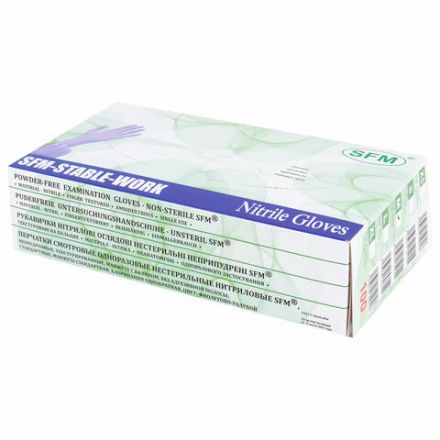 Перчатки нитриловые смотровые SFM Stable-Work/SUPERSOFT N 135, Германия, 50 пар (100 штук), размер 7-8, M (средний)