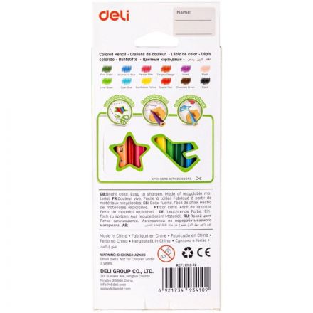 Карандаши цветные 12цв 3-гран Deli Enovation, пластик, EC113-12