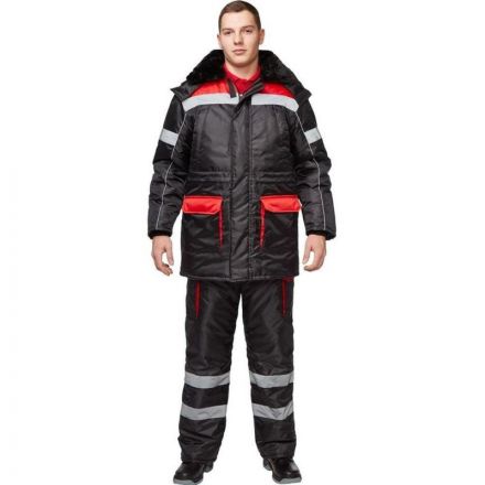 Костюм рабочий зимний муж з26-КПК черн/красн (р.56-58) 170-176