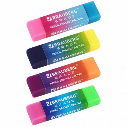 Ластики BRAUBERG GRADE НАБОР 4 штуки, размер ластика 60х15х10 мм, упаковка блистер, 271344