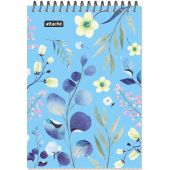Блокнот А5 60л Attache Цветы голубой клет,65г,100%,греб,карт,ВД-лак Блокнот А5 60л Attache Цветы голубой клет,65г,100%,греб,карт,ВД-лак