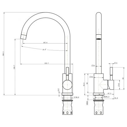 Смеситель для кухни СС_нержавеющая сталь OLIVE'S Balear, 13435-1BL Смеситель для кухни СС_нержавеющая сталь OLIVE'S Balear, 13435-1BL