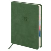 Ежедневник датированный 2026 B6 125х173 мм, GALANT "Vivid", под кожу, зеленый, 117409