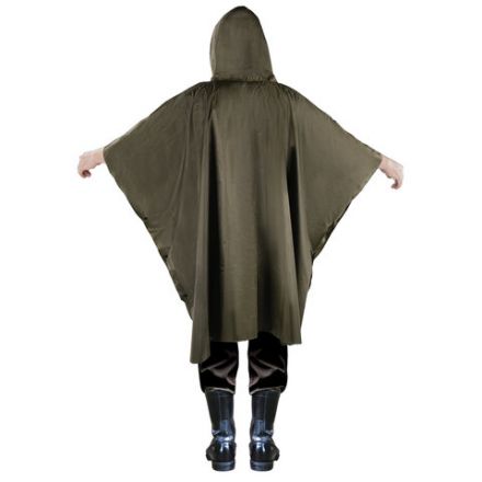 Дождевик-пончо хаки на кнопках многоразовый с ПВХ покрытием и мешком для хранения ГРАНДМАСТЕР, 610882