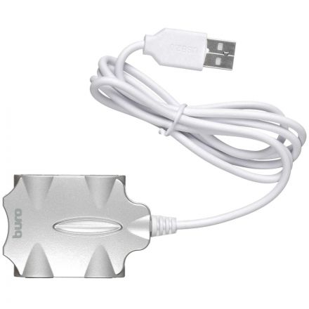 Разветвитель USB 2.0 Buro BU-HUB4-0.5-U2.0-Candy 4порт. серебристый