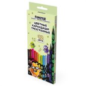 Карандаши цветные FUNSTER (ФАНСТЕР) МОНСТРИКИ, 12 цветов, черный корпус с принтом, трехгранные, 182065 Карандаши цветные FUNSTER (ФАНСТЕР) МОНСТРИКИ, 12 цветов, черный корпус с принтом, трехгранные, 182065