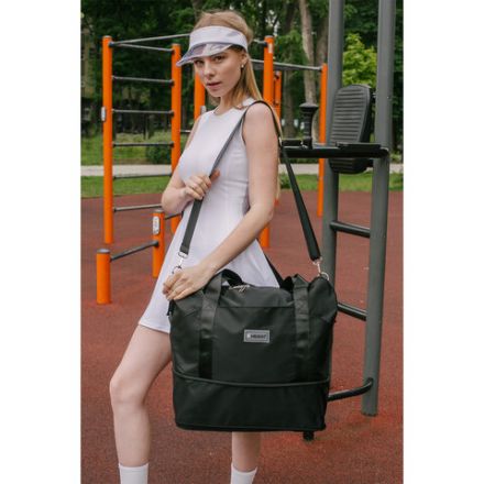 Сумка дорожная HEIKKI EXPAND (ХЕЙКИ), трансформер, багажная лента, черная, 40,5х23х42 см, 273875