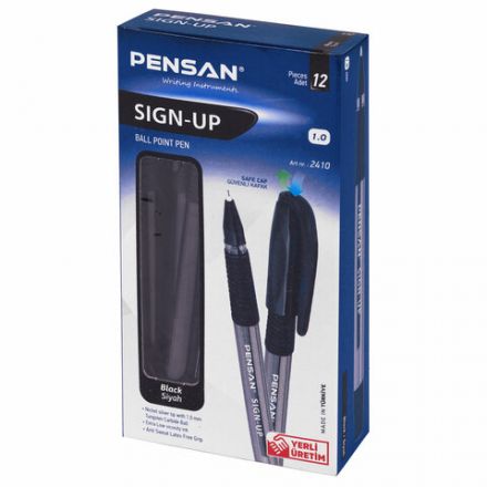 Ручка шариковая масляная с грипом PENSAN "Sign-Up", ЧЕРНАЯ, 1 мм, линия письма 0,8 мм, 2410/12