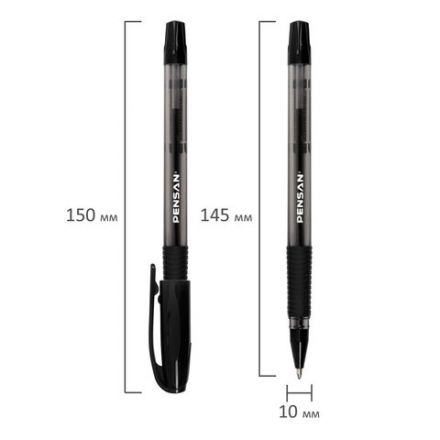 Ручка шариковая масляная с грипом PENSAN "Sign-Up", ЧЕРНАЯ, 1 мм, линия письма 0,8 мм, 2410/12