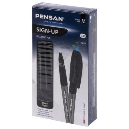 Ручка шариковая масляная с грипом PENSAN "Sign-Up", ЧЕРНАЯ, 1 мм, линия письма 0,8 мм, 2410/12