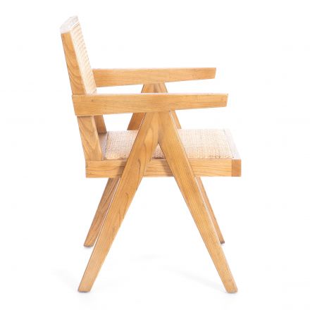 Кресло LOKI дерево вяз/ротанг, Груша (№3), 50х50х84 см