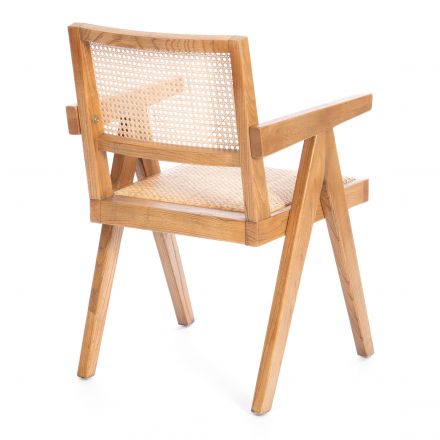 Кресло LOKI дерево вяз/ротанг, Груша (№3), 50х50х84 см