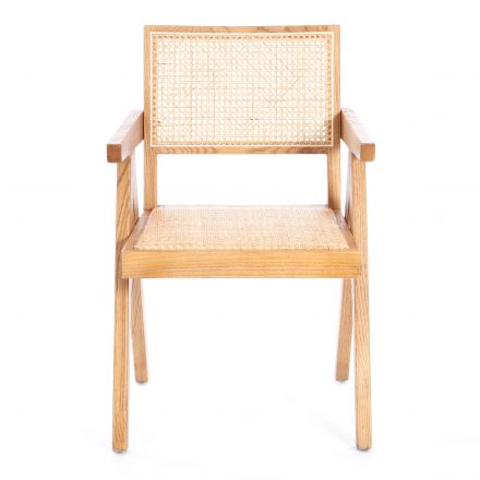 Кресло LOKI дерево вяз/ротанг, Груша (№3), 50х50х84 см