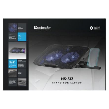 Подставка для ноутбука DEFENDER NS-513 15.6", 2 USB, держатель для смартфона, 2 вентилятора, 29513