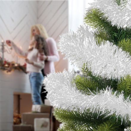 Мишура КОМПЛЕКТ 3 штуки, диаметр 100 мм, длина 2 м, белая, 592218