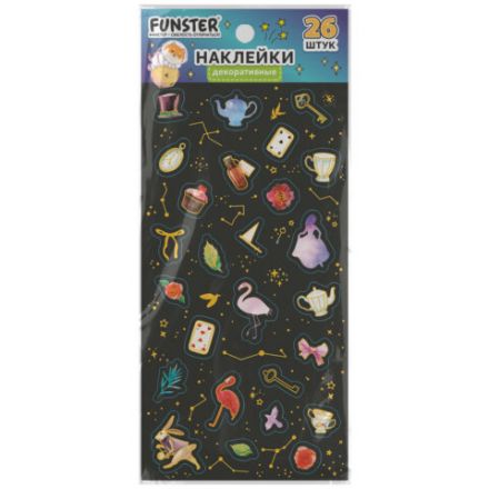 Наклейки декоративные "Black edition", 17,5х9 см, ассорти 6 видов, FUNSTER (ФАНСТЕР), 666100
