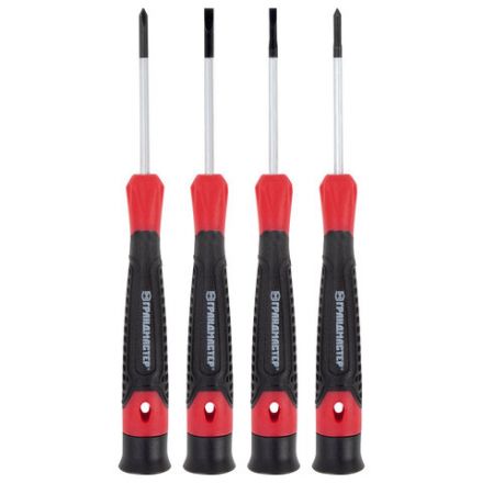 Набор отверток для точных работ SL/PH, 4 шт., CrV, двухкомпонентные рукоятки, ГРАНДМАСТЕР, 671329