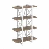 Loft Стеллаж на регулируемых опорах-4 полки VR.L-MST.O-4.4V Тиквуд тёмный/Белый металл 800*400*1280