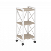 Loft Стеллаж на колесных опорах-3 полки VR.L-MST.K-3.4 Дуб аттик/Белый металл 400*400*968