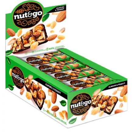 Батончик миндаль арахис Nut&go с арахисовой пастой 18 шт/уп