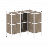 Loft Угловой внутренний стеллаж наборный VR.L-28 Тиквуд тёмный/Белый металл 1278*862*1047