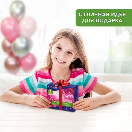 Краски акриловые для техники "Флюид Арт" (POURING PAINT), 4 цвета по 120 мл, Розовые тона, BRAUBERG ART, 192238