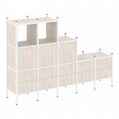 Loft Прямой стеллаж наборный VR.L-19 Денвер светлый/Белый металл 2110*446*1458