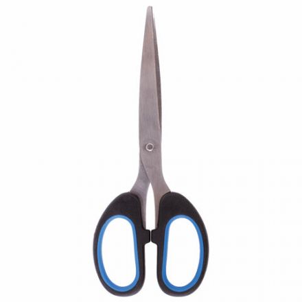 Ножницы BRAUBERG "Classic+", 160 мм, черно-синие, классической формы, резиновые вставки, 236447