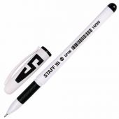 Ручка гелевая с грипом STAFF "Manager" GP-196, ЧЕРНАЯ, корпус белый, игольчатый узел 0,5 мм, линия письма 0,35 мм, 142393