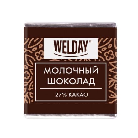 Шоколад порционный высшего качества WELDAY (ВЭЛДЭЙ) "Молочный 27%", 800 г (160 плиток по 5 г), пакет, 622406