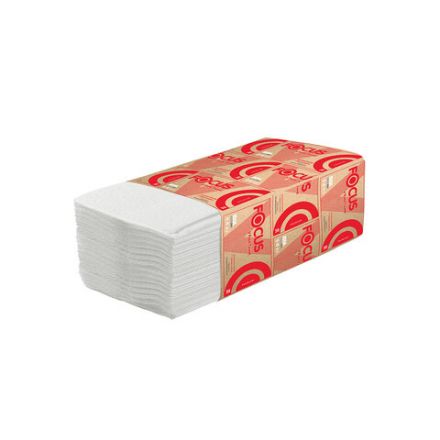 Полотенца бумажные 200 шт., FOCUS (Система H3) Premium, 2-слойные, белые, КОМПЛЕКТ 15 пачек, 23х23 см, V-сложение, 5083739