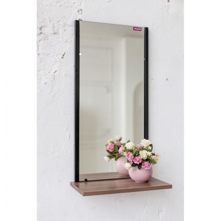 Зеркало настенное TI_Attache Мюлен/полка 420x783 мет.чер/ЛДСП яс.шимо темн