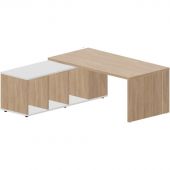 Стол Norman на опорной сервисной тумбе левый Ш180 Дуб св/Бел NR180TSGOWOWBL