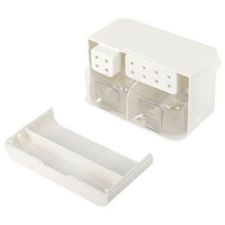 Дозатор DOUBLE для мыла/геля и моющего средства/шампуня, 2х350 мл, органайзер для губок и щеток, БЕЛЫЙ, 10х18х17 см, LAIMA HOME, 700044