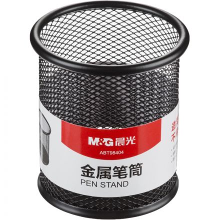 Подставка-стакан M&G, диаметр 84 мм, высота 100 мм, метал сетка, черный